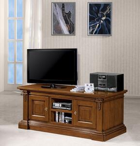 Porta tv in legno 2 porte arte povera tinta noce 158x60x62 (401)