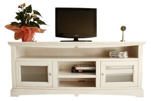Mobile porta tv goccia 170*46*69h, legno, avorio patinato arte povera (349)