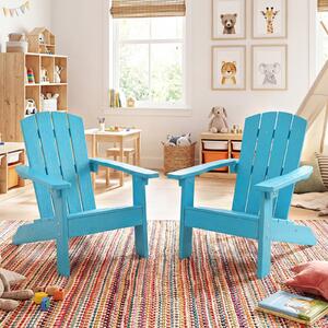 Costway Sedia adirondack per bambini in plastica resistente alle intemperie, Poltrona da giardino con schienale a doghe inclinato Blu