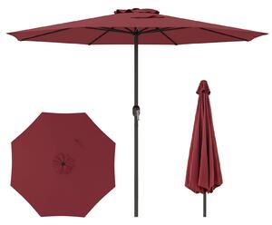 Costway Ombrellone da mercato con manovella da tavolo con parte superiore ventilata, Ombrellone da patio 350 cm Rosso Bordeaux