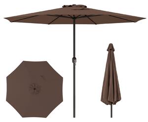 Costway Ombrellone da mercato con manovella da tavolo con parte superiore ventilata, Ombrellone da patio 350 cm Marrone