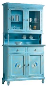 Cristalliera 2 porte shabby vintage azzurro consumato
