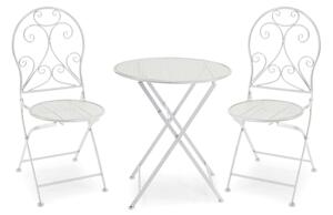 Tavolo metallo Leila bianco tondo con 2 sedie cm ø60h71