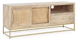 Porta tv contemporaneo in legno 2 ante 1 cassetto l.130 p.40 h.56