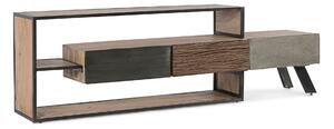 Porta tv industrial in legno e acciaio 3 cassetti l.195 p.38 h.60