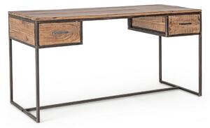 Scrivania industrial in legno e acciaio 2 cassetti l.150 p.60 h.77