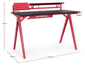 Scrivania moderna acciaio multifunzione colore rosso l.135,5 p.60 h.95