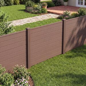 Costway 2*Recinzione decorativa in plastica per giardino a forma di l, Recinzione esterna privacy con pali zincati senza scavo Marrone