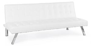 Divano letto design in legno e similpelle bianco