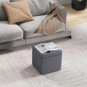 Costway Ottomana con coperchio ermetico, Organizer a forma di cubo con cerniere di sicurezza Grigio