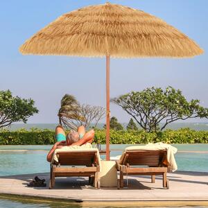 Costway Ombrellone da spiaggia 200cm con chaise longue da esterno, ombrellone portatile con sedia reclinabile Nero