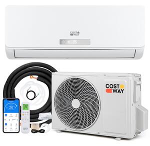 Costway Condizionatore inverter monosplit raffrescamento riscaldamento deumidificazione ventola, Climatizzatore 18000 btu r32 a++ silenzionso 19 db