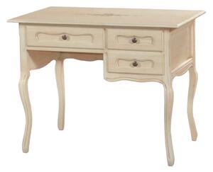 Scrivania in legno avorio pennellato con decori l.100 p.60 h.79
