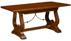 Tavolo fratino con ferro allungabile in legno arte povera noce scuro 180x85 (102)