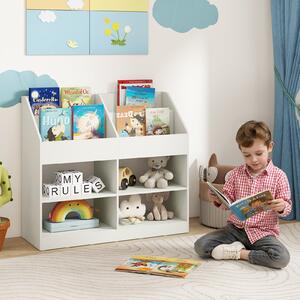 Costway Libreria per bambini a 4 livelli salvaspazio, Scaffale per libri e giocattoli con 4 cubi 4 scomparti aperti e anti-ribaltamento Bianco