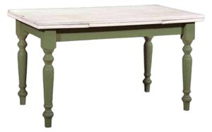Tavolo allungabile in legno laccato bicolore finitura bianco verde misura l.160 p.85 h.85