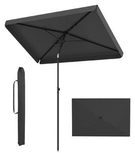Costway Ombrellone da giardino con tetto inclinabile struttura in metallo e borsa portatile, Ombrellone rettangolare Grigio