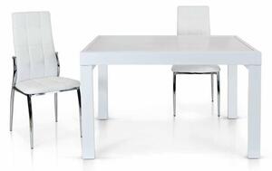 Tavolo allungabile vetro bianco base metallo bianco misura 70x70 h.75 (939)