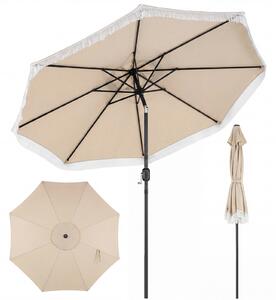 Costway Ombrellone da giardino con 8 costole palo in metallo manovella e parte superiore ventilata, Ombrellone da esterno inclinabile 30° Beige