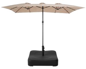 Costway Ombrellone da esterno con base ombrellone da giardino, Ombrellone rettangolare da giardino con base pesante in metallo Marrone