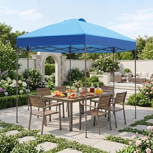 Costway Gazebo pieghevole da giardino con altezza regolabile picchetti e corde, 360 x 360 cm Gazebo pop-up Blu