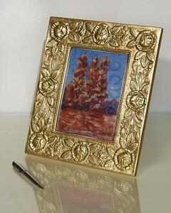 Portafoto in foglia oro rettangolare- misure: l.25 x h.30 x p.2