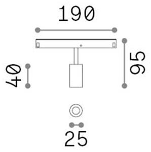 Faretto Binario Singolo On-Off Ego Alluminio Bianco 1 Luce 3W 3000K Luce Calda