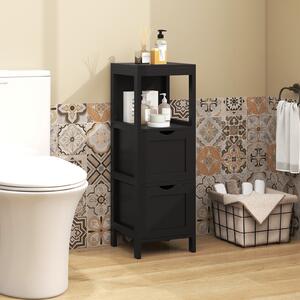 Costway Mobiletto multiuso in legno per soggiorno, Mobile bagno con 2 cassetti estraibili e vano aperto Nero