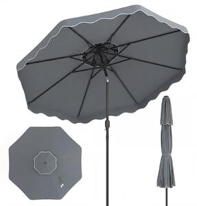 Costway Ombrellone da giardino con 8 costole palo in metallo, Ombrellone da esterno inclinabile 30° 3 x 2,6 m Grigio