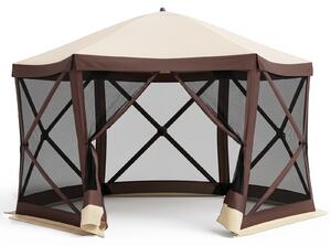 Costway Gazebo da giardino con telaio in fibra di vetro pareti in rete 2 borse e 11 picchetti, Gazebo da esterno pieghevole L