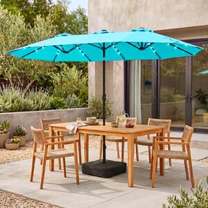 Costway Ombrellone a doppio lato con 48 luci LED solari da 470cm, Ombrello da patio con pannello solare auto-caricante Verde