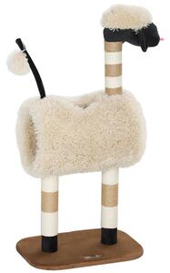 AllMyPets Albero Tiragraffi per Gatti a Forma di Pecora con Naso Nero Pali in Juta Tunnel e Pallina colore Marrone Chiaro