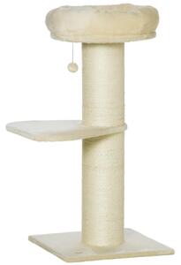 AllMyPets Albero Tiragraffi per Gatti Alto 105 cm con Palo Graffiatoio in Sisal Cestino Pallina Sospesa in Peluche colore Beige
