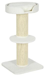 AllMyPets Albero Tiragraffi per Gatti con Lettino Rivestimento Peluche e Palo in Sisal 45x45x91 cm colore Crema