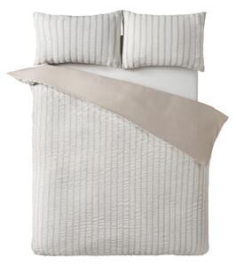 Set copripiumino e federa beige per letto singolo 135x200 cm So Soft Seersucker Stripe – Catherine Lansfield