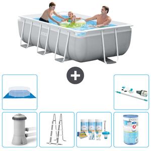 Piscina Intex con struttura a prisma rettangolare - 300 x 175 x 80 cm - grigio - inclusa pompa - pacchetto manutenzione scala - filtro - telo di fondo - aspirapolvere