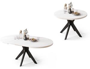 RENZO Bianco/gamba nera – TAVOLO ROTONDO Ø110 ESTENSIBILE FINO A 180 cm | PER CUCINA, SALA DA PRANZO, SOGGIORNO STILE RETRO