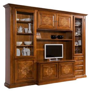 Parete attrezzata porta tv in legno bassano l.298 p.56 h.237