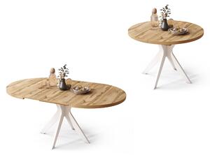 RENZO Rovere Wotan/gamba bianca – TAVOLO ROTONDO Ø110 ESTENSIBILE FINO A 180 cm|PER CUCINA SALA DA PRANZO SOGGIORNO STILE RETRO