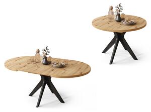RENZO Rovere Artisan/gamba nera – TAVOLO ROTONDO Ø110 ESTENSIBILE FINO A 180 cm|PER CUCINA, SALA DA PRANZO, SOGGIORNO RETRO