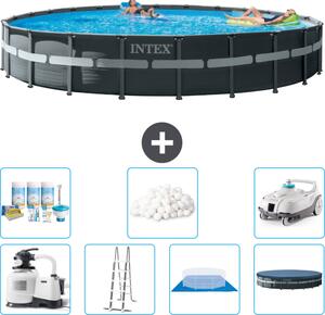Piscina Intex Round Ultra XTR Frame - 732 x 132 cm - inclusa pompa - scaletta - telo di fondo - confezione di manutenzione della copertura - sfere filtranti - aspirapolvere