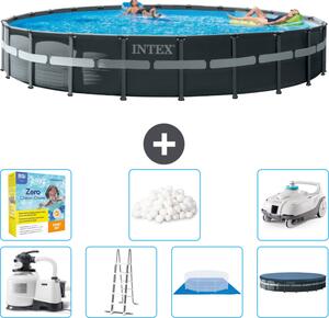 Piscina Intex Round Ultra XTR Frame - 732 x 132 cm - inclusa pompa - scaletta - telo di fondo - confezione di manutenzione della copertura - sfere filtranti - aspirapolvere