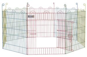 AllMyPets Cancellino per Cani a 8 Pannelli con Chiusura a Scatto per Cani Taglia Media in Acciaio 156x60 cm Multicolore