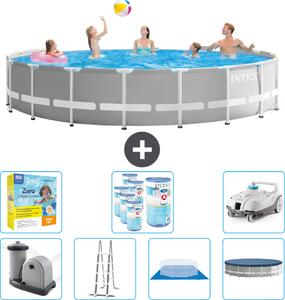 Piscina Intex Round Prism Frame - 548 x 122 cm - Grigio - inclusa pompa - scala - telo di fondo - pacchetto manutenzione copertura - filtro - aspirapolvere