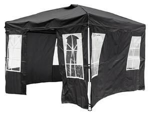 Costway Gazebo da giardino 3 x 3 m con 4 pareti laterali removibili e 8 picchetti, Gazebo pieghevole da esterno struttura in metallo Nero