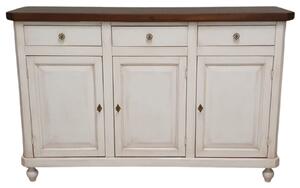 Madia credenza shabby chic bicolore in legno 3 porte 150x43x98
