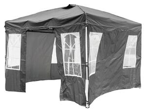 Costway Gazebo da giardino 3 x 3 m con 4 pareti laterali removibili e 8 picchetti, Gazebo pieghevole da esterno struttura in metallo Grigio