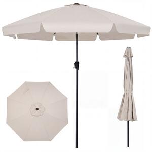 Costway 286 cm Ombrellone da giardino con elegante bordo arricciato 8 stecche, Ombrellone da spiaggia angolo regolabile Beige