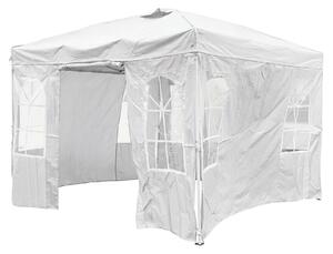 Costway Gazebo da giardino 3 x 3 m con 4 pareti laterali removibili e 8 picchetti, Gazebo pieghevole da esterno struttura in metallo Bianco