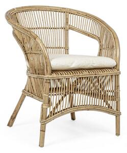Set 2 poltrone in rattan naturale con cuscino
